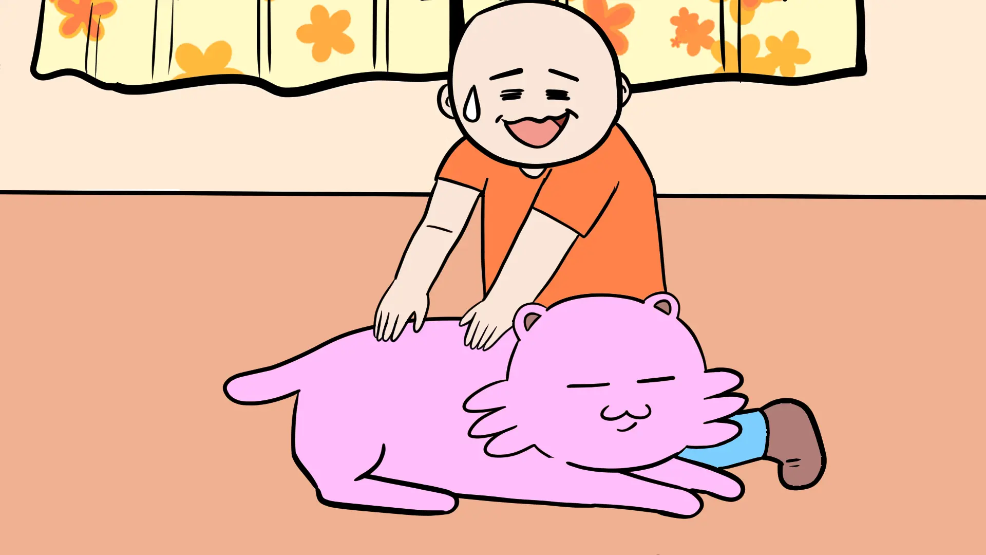 掻きながら困惑する飼い主