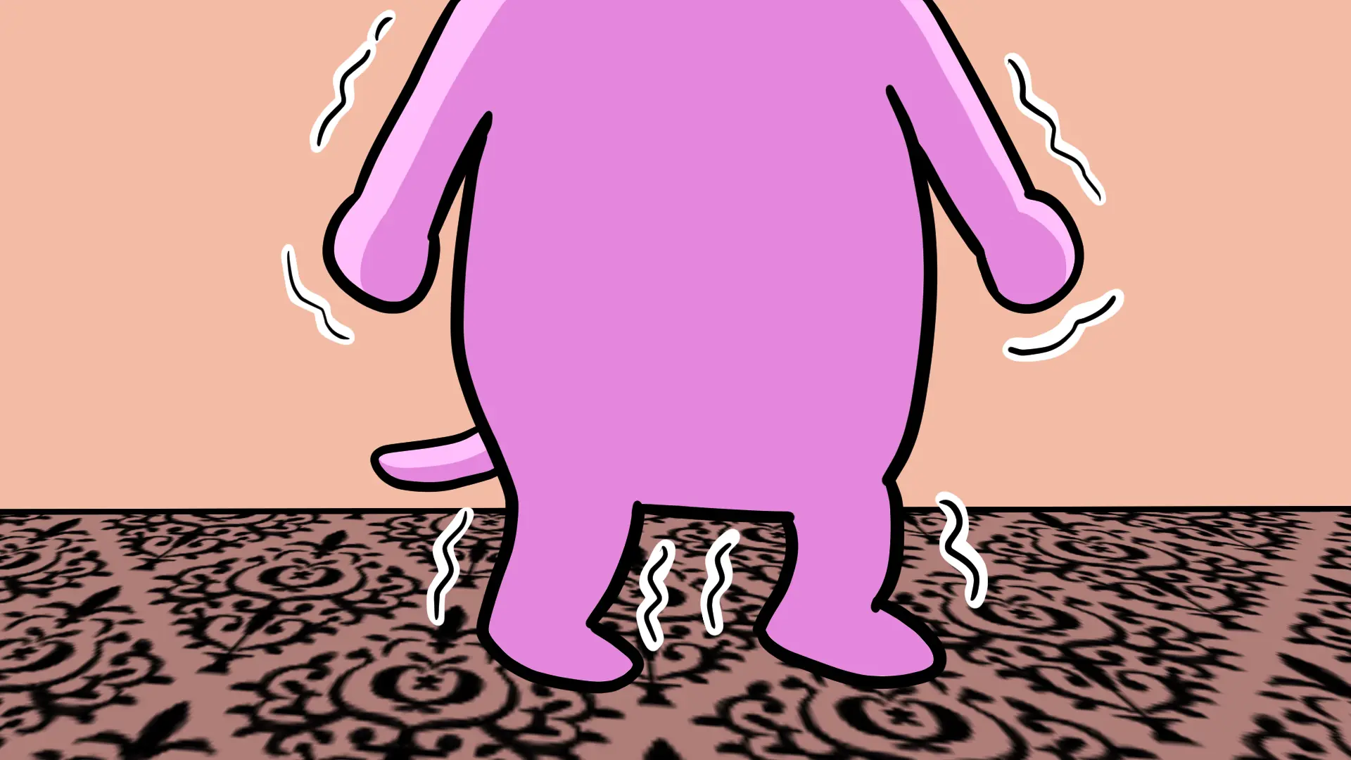 ぷるぷる震えるウーパールーパーイヌの体